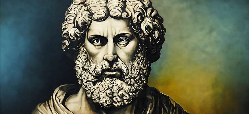 En inte helt äkta tavla föreställande Aristoteles.