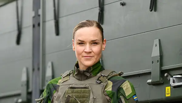 Rebecka Strid, kompanichef på flygbaskompaniet vid F 16. Foto: August Järpemo/ Försvarsmakten